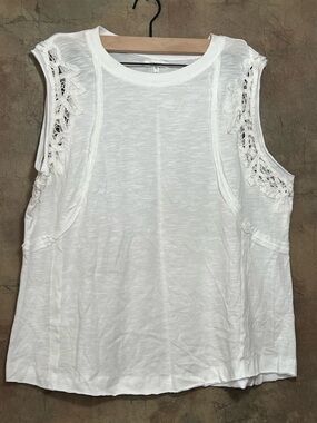 Maurices White Sleeveless Tank with Crochet Trim